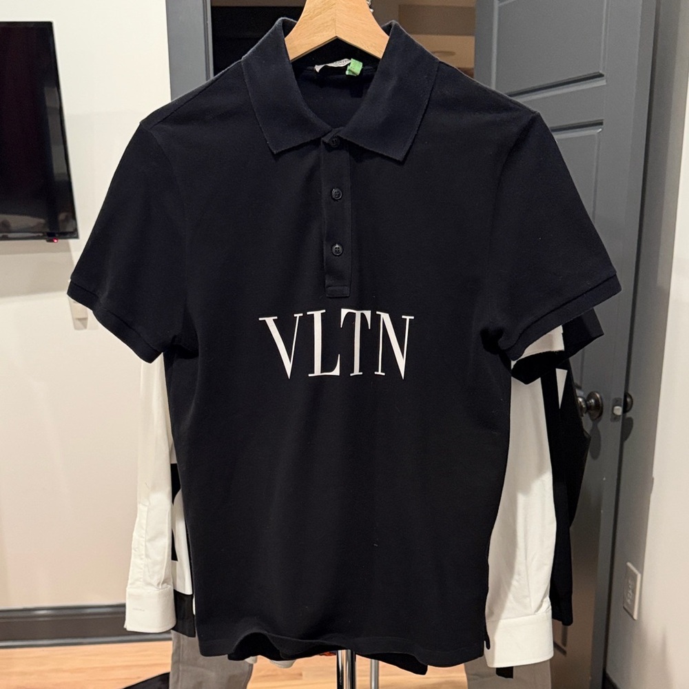 Valentino Black Polo Shirt with White Logo